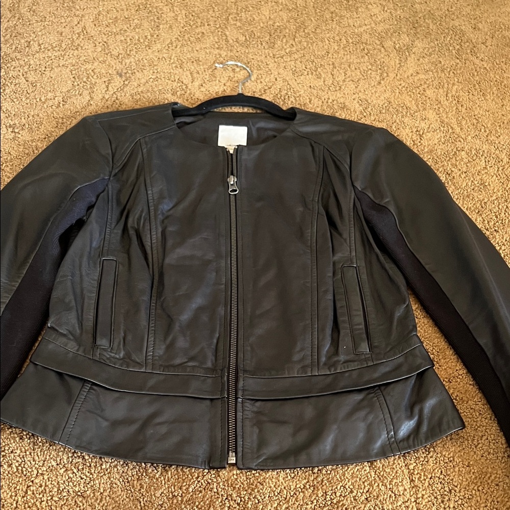 Halogen Black Leather Jacket for Women